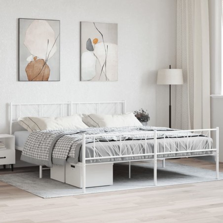vidaXL Estructura cama metal con cabecero y estribo blanco 200x200 cm