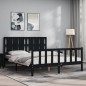 vidaXL Estructura cama de matrimonio con cabecero madera maciza negro vidaXL Estructura cama de matrimonio con cabecero madera maciza negro