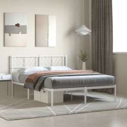 vidaXL Estructura de cama de metal con cabecero blanca 150x200 cm