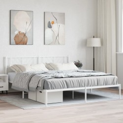 vidaXL Estructura de cama de metal con cabecero blanco 180x200 cm