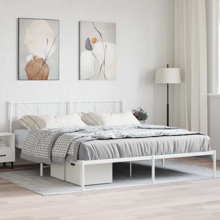 vidaXL Estructura de cama de metal con cabecero blanco 180x200 cm