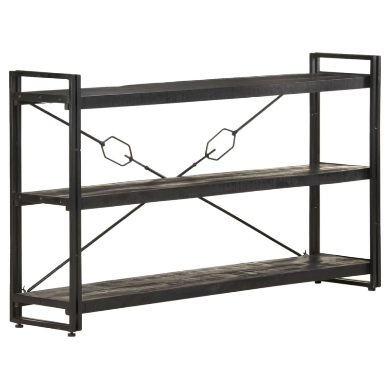 vidaXL Estantería de 3 niveles madera maciza mango negro 140x30x80 cm vidaXL Estantería de 3 niveles madera maciza mango negro 140x30x80 cm