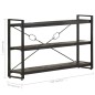 vidaXL Estantería de 3 niveles madera maciza mango negro 140x30x80 cm vidaXL Estantería de 3 niveles madera maciza mango negro 140x30x80 cm