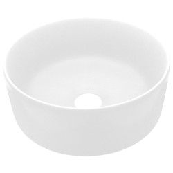vidaXL Lavabo de lujo redondo cerámica blanco mate 40x15 cm 