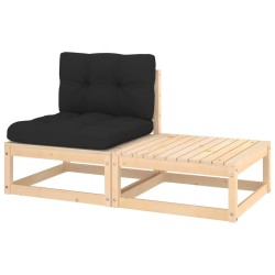 vidaXL Muebles de jardín 2 piezas con cojines madera maciza de pino