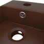 vidaXL Lavabo con rebosadero cerámica marrón oscuro vidaXL Lavabo con rebosadero cerámica marrón oscuro