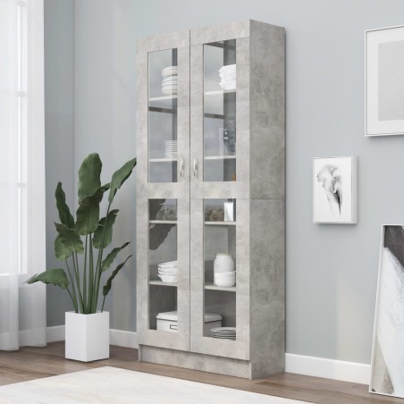 vidaXL Vitrina de madera de ingeniería gris hormigón 82,5x30,5x185,5cm
