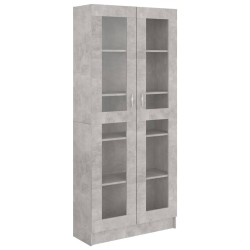 vidaXL Vitrina de madera de ingeniería gris hormigón 82,5x30,5x185,5cm
