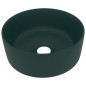 vidaXL Lavabo de lujo redondo cerámica verde oscuro mate 40x15 cm vidaXL Lavabo de lujo redondo cerámica verde oscuro mate 40x15 cm