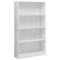 vidaXL Estantería de 4 niveles contrachapada blanco brillo 80x24x142cm