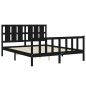 vidaXL Estructura cama de matrimonio con cabecero madera maciza negro vidaXL Estructura cama de matrimonio con cabecero madera maciza negro