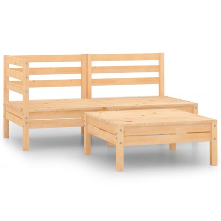 vidaXL Juego de muebles de jardín 3 piezas madera maciza de pino
