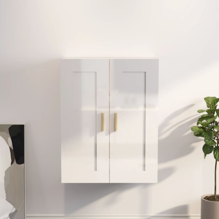 vidaXL Armario pared madera contrachapada blanco brillo 69,5x32,5x90cm