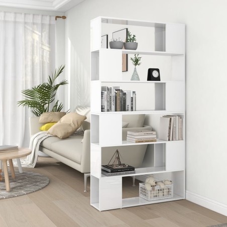 vidaXL Estantería divisor de espacios blanco brillo 100x24x188 cm