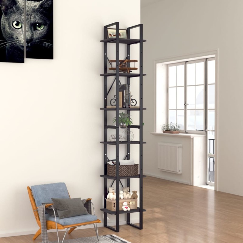 vidaXL Estantería de 6 niveles madera contrachapada gris 40x30x210 cm