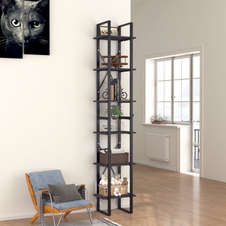 vidaXL Estantería de 6 niveles madera contrachapada gris 40x30x210 cm