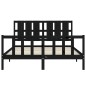 vidaXL Estructura cama de matrimonio con cabecero madera maciza negro vidaXL Estructura cama de matrimonio con cabecero madera maciza negro