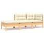 vidaXL Muebles de jardín 3 piezas madera maciza pino con cojines crema vidaXL Muebles de jardín 3 piezas madera maciza pino con cojines crema
