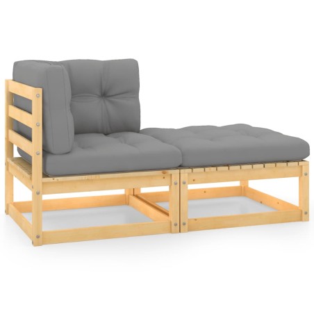 vidaXL Juego de muebles de jardín 2 pzas y cojines madera pino maciza