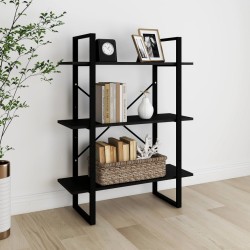vidaXL Estantería 3 niveles madera maciza de pino negro 80x30x105 cm