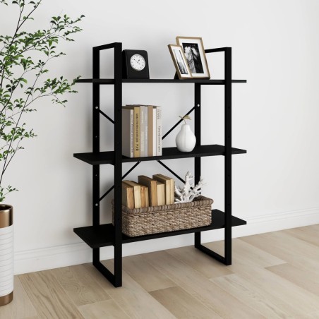 vidaXL Estantería 3 niveles madera maciza de pino negro 80x30x105 cm