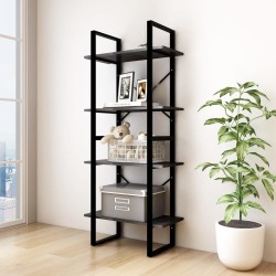 vidaXL Estantería 4 niveles madera maciza de pino negro 60x30x140 cm
