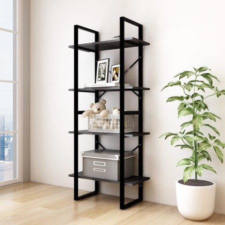 vidaXL Estantería 4 niveles madera maciza de pino negro 60x30x140 cm