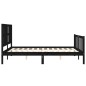 vidaXL Estructura cama de matrimonio con cabecero madera maciza negro vidaXL Estructura cama de matrimonio con cabecero madera maciza negro