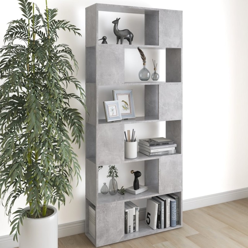 vidaXL Librería separador contrachapada gris hormigón 80x24x186 cm vidaXL Librería separador contrachapada gris hormigón 80x24x186 cm