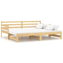 vidaXL Sofá cama extraíble madera maciza de pino 2x(90x200) cm