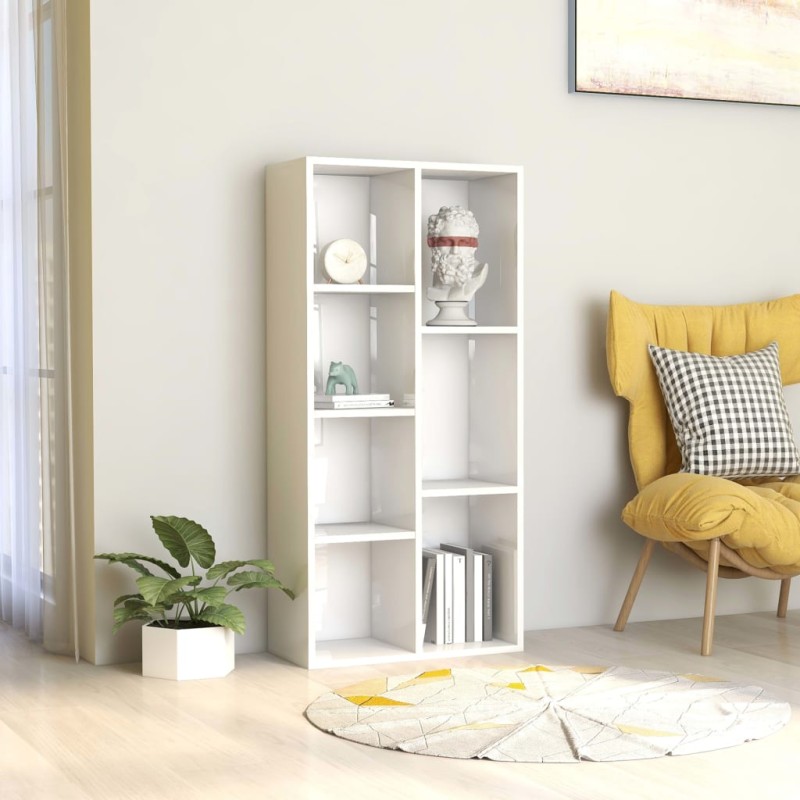 vidaXL Estantería madera contrachapada blanco brillante 50x25x106 cm vidaXL Estantería madera contrachapada blanco brillante 50x25x106 cm