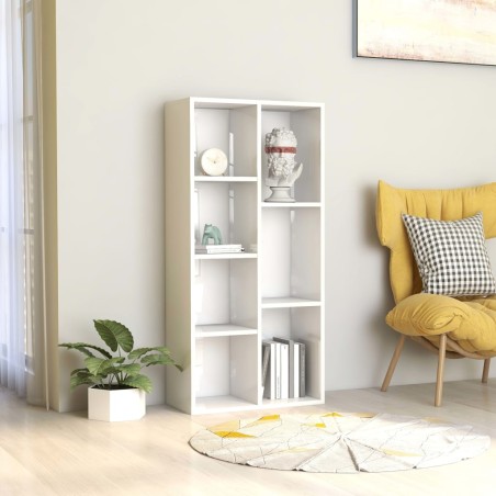 vidaXL Estantería madera contrachapada blanco brillante 50x25x106 cm