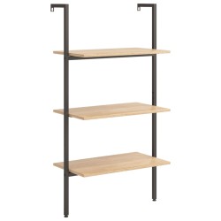 vidaXL Estantería inclinada 3 baldas marrón claro negro 64x35x120,5 cm