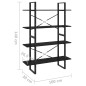 vidaXL Estantería 4 niveles madera maciza de pino negro 100x30x140 cm vidaXL Estantería 4 niveles madera maciza de pino negro 100x30x140 cm