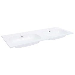 vidaXL Lavabo empotrado doble SMC blanco 1205x460x145 mm