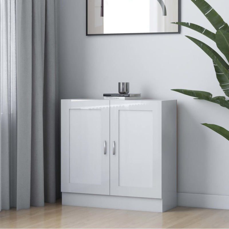 vidaXL Armario de libros contrachapada blanco brillo 82,5x30,5x80 cm vidaXL Armario de libros contrachapada blanco brillo 82,5x30,5x80 cm