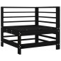 vidaXL Sofá esquinero con cojines madera maciza de pino negro