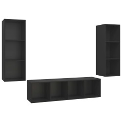 vidaXL Juego de muebles de salón 3 piezas madera de ingeniería negro