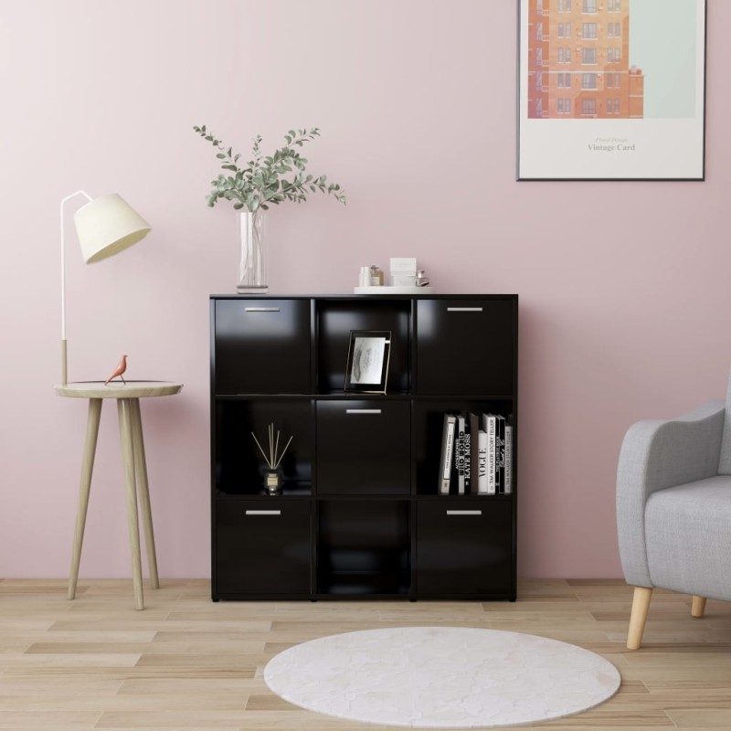 vidaXL Estantería de madera contrachapada negro 90x30x90 cm vidaXL Estantería de madera contrachapada negro 90x30x90 cm