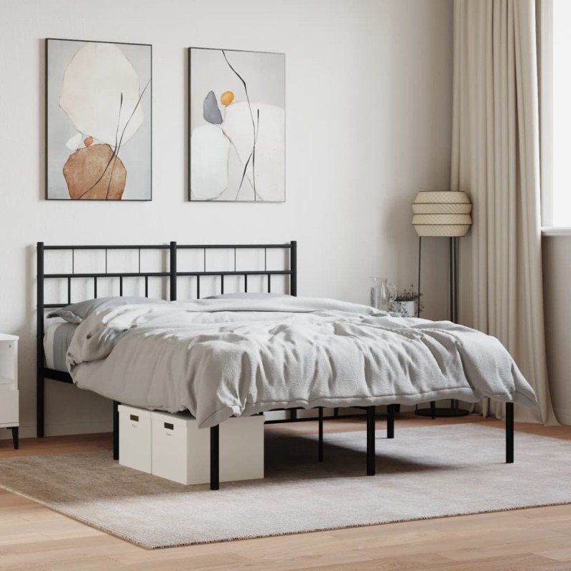 vidaXL Estructura de cama con cabecero metal negro 140x200 cm
