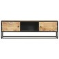 vidaXL Mueble de TV puerta tallada madera de mango rugosa 130x30x40 cm