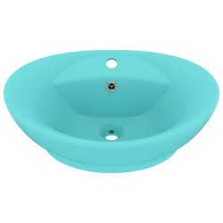 vidaXL Lavabo lujoso con rebosadero cerámica verde claro 58,5x39cm