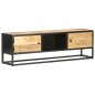 vidaXL Mueble de TV puerta tallada madera de mango rugosa 130x30x40 cm