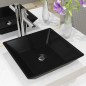vidaXL Lavabo cuadrado de cerámica negro 41,5x41,5x12 cm vidaXL Lavabo cuadrado de cerámica negro 41,5x41,5x12 cm