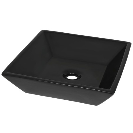 vidaXL Lavabo cuadrado de cerámica negro 41,5x41,5x12 cm