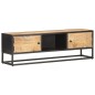 vidaXL Mueble de TV puerta tallada madera de mango rugosa 130x30x40 cm
