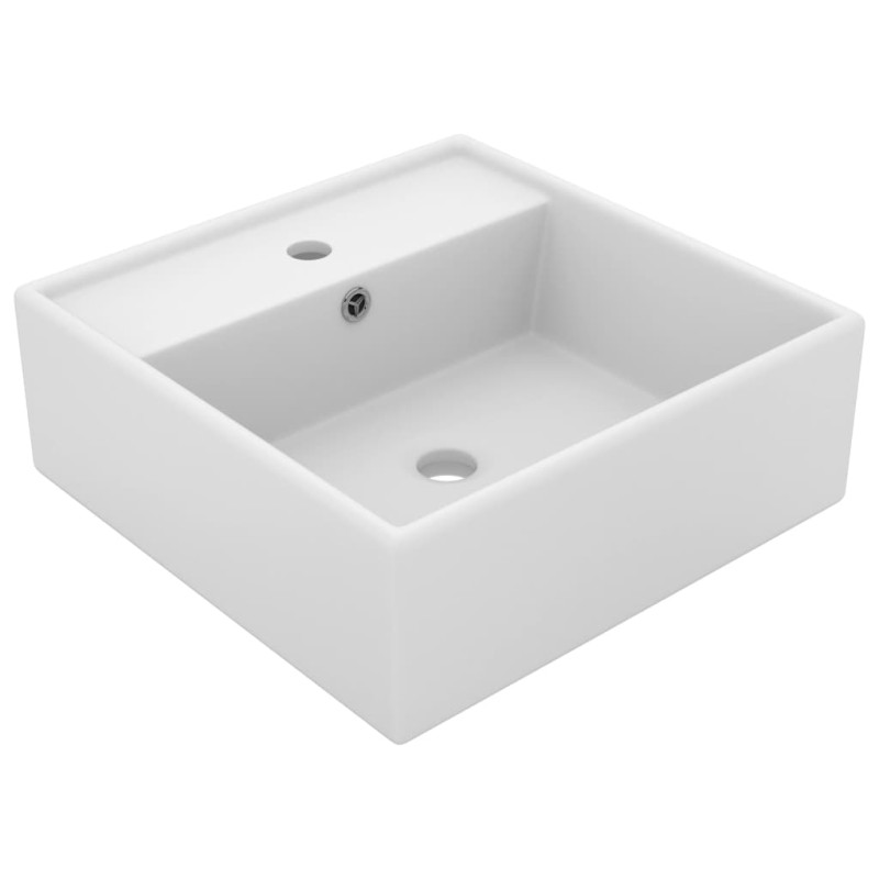 vidaXL Lavabo cuadrado rebosadero cerámica blanco mate 41x41 cm vidaXL Lavabo cuadrado rebosadero cerámica blanco mate 41x41 cm