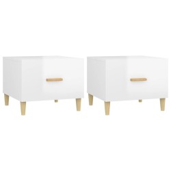 vidaXL Mesa de centro 2 uds madera ingeniería blanco brillo 50x50x40cm