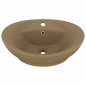 vidaXL Lavabo lujoso con rebosadero cerámica crema mate 58,5x39 cm vidaXL Lavabo lujoso con rebosadero cerámica crema mate 58,5x39 cm