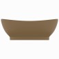 vidaXL Lavabo lujoso con rebosadero cerámica crema mate 58,5x39 cm vidaXL Lavabo lujoso con rebosadero cerámica crema mate 58,5x39 cm